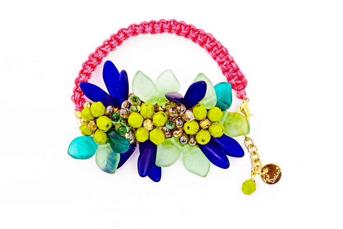 BraceletFlowersPistachiocordFucsia2018PE45