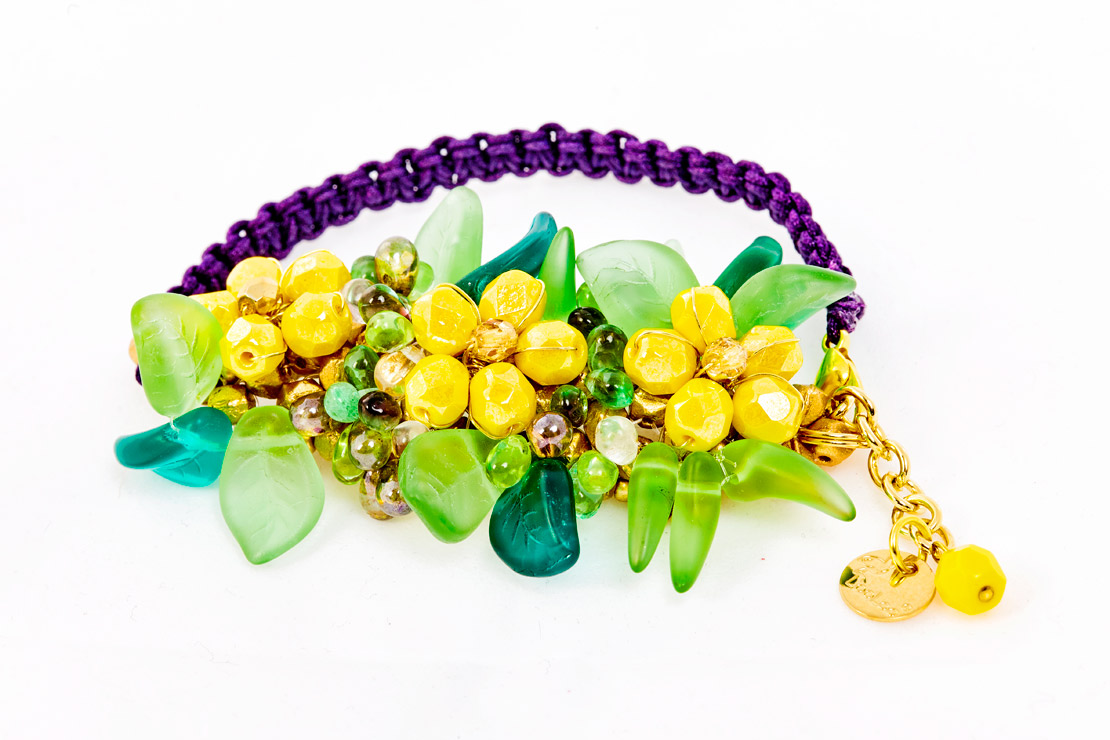 BraceletFlowersYellowcordViolet2018PE45